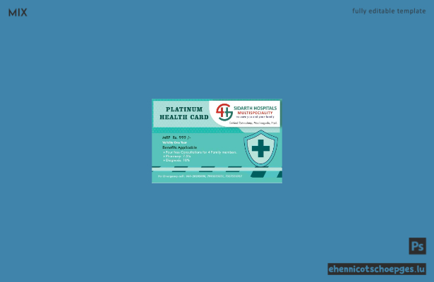 Vorschau auf eine Beispiel-Platinum-Gesundheitskarte der India Siarth Hospitals